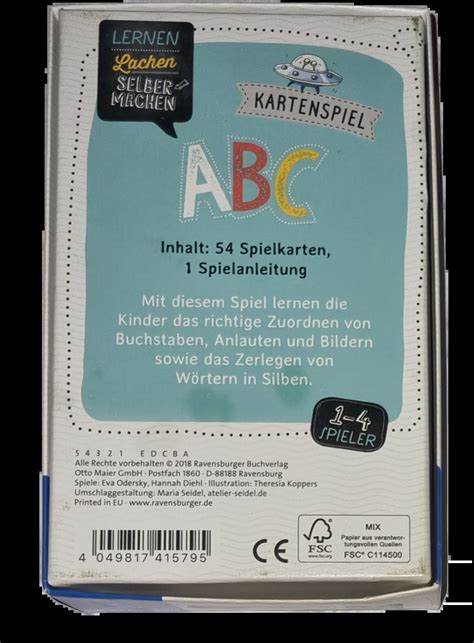 Ravensburger Lernen Lachen Selber Machen Kartenspiel Abc