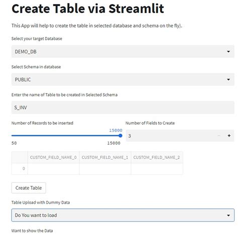 Streamlit: Create and Load Table Dynamically - Cloudyard