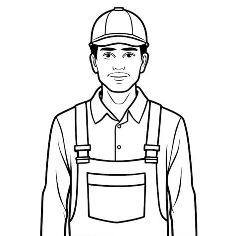 Worker Vector Illustration Line Art Premium AI Generated Vector