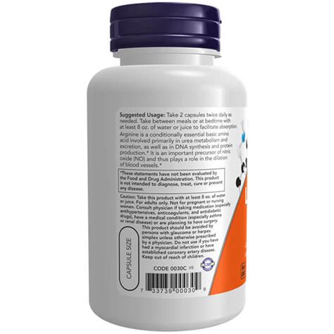 Now Foods L Arginine Mg Veggie Capsules Amino Acid