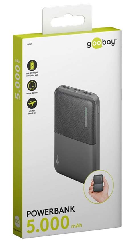 Goobay Powerbank Compact 5000 MAh 2x USB A Svart Teknikdelar Se