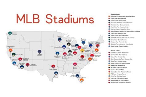 Stadium Map Stadium Checklist Baseball Stadiums Map Mlb | Ballpark with ...