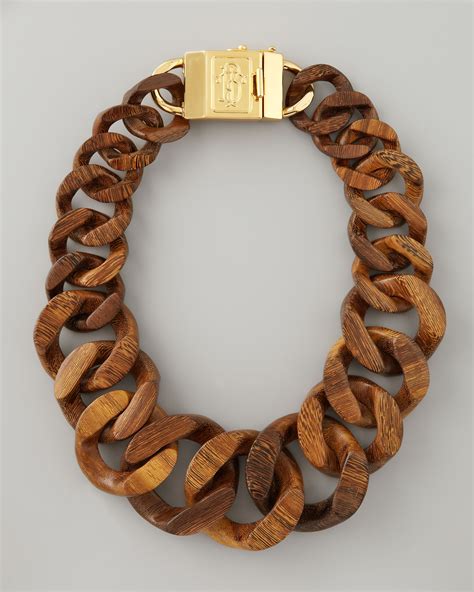 Lyst Tory Burch Graduated Wooden Chain Necklace In Brown