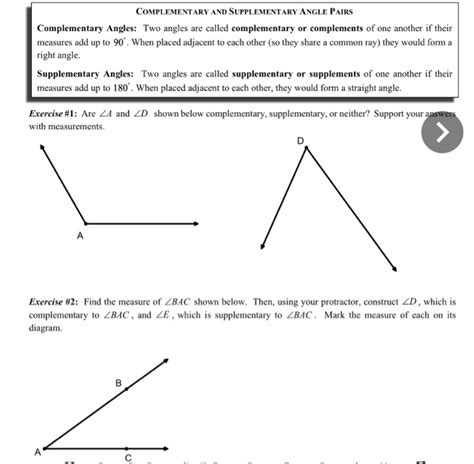 Solved COMPLEMENTARY AND SUPPLEMENTARY ANGLE PAIRS | Chegg.com