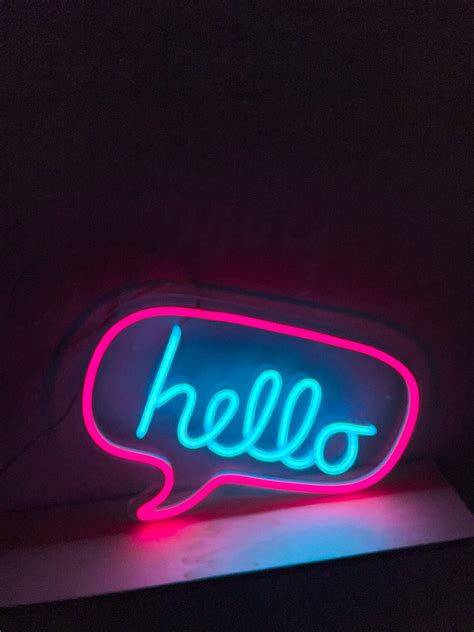 Hello Led Neon Sign Neon Light Lettering Neon Lamp Word Small Etsy