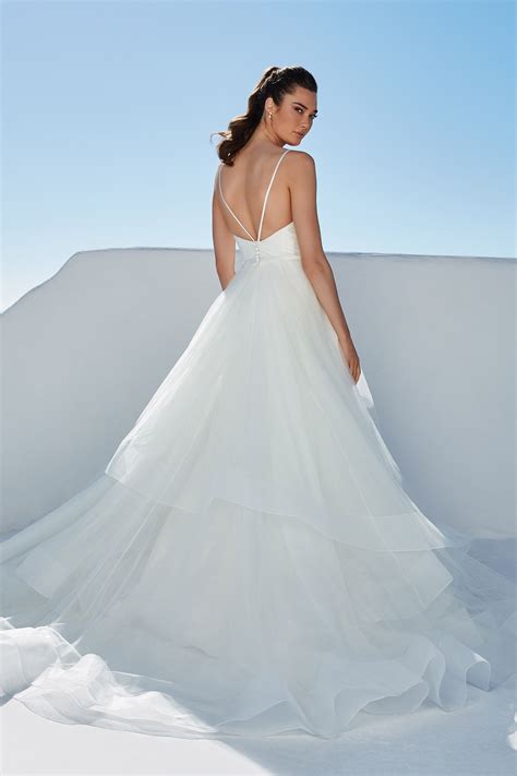 Bowie Plunging Bikini Neckline Ball Gown With Tiered Tulle Skirt