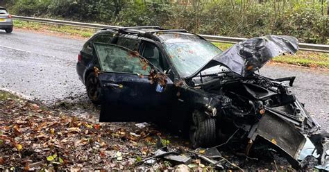 A Crash Driver Escapes With Minor Injuries After Car Smashes Into