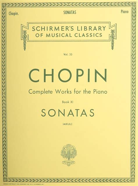 Sonatas For Piano Chopin Complete Works Bk Schirmer Library Of