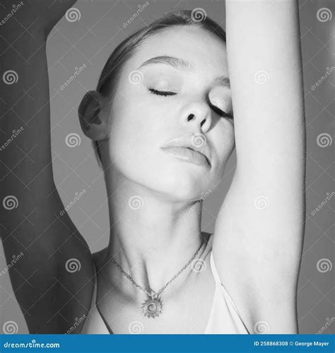 Beautiful Woman Pose In Studio In Classic Dress Stock Photo Image Of