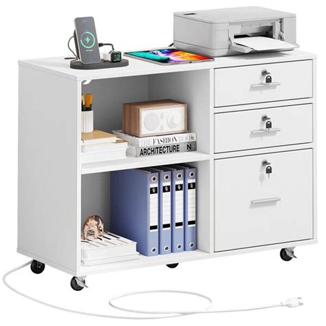 YITAHOME 3 Drawer File Cabinet With Charging Station Mobile Filing