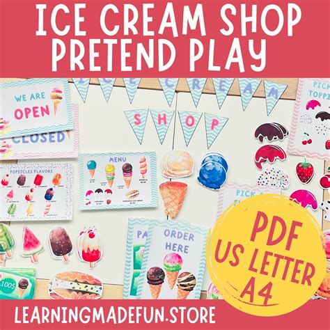 Ice Cream Shop Pretend Play Kit Summer Dramatic Play Preschool