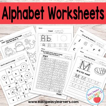 Alphabet Worksheets By Easy Peasy Learners TPT