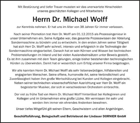 Traueranzeigen Von Michael Wolff Schwaebische De Trauerportal