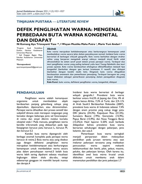 Pdf Colour Vision Deficiency Difference Between Congenital And