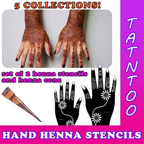 Henna Stencils Hand Body Art Templates Temporary Tattoos 2pcs EBay