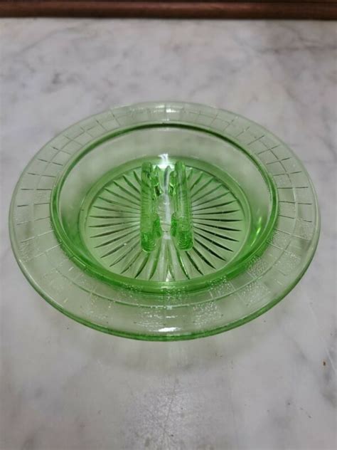 Vintage S Hazel Atlas Green Depression Glass Ashtray Matchbook