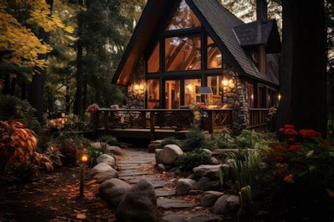 Premium Photo Cozy Cabin Retreats Generative Ai