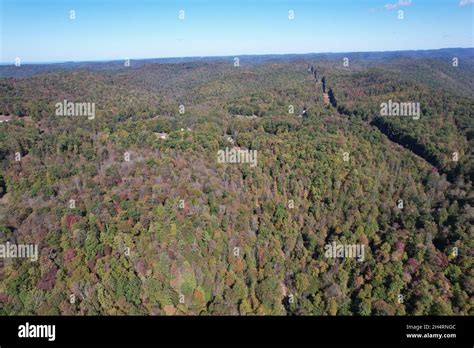 Aerial Photograph Autumn Appalachian Mountains West Virginia Stock