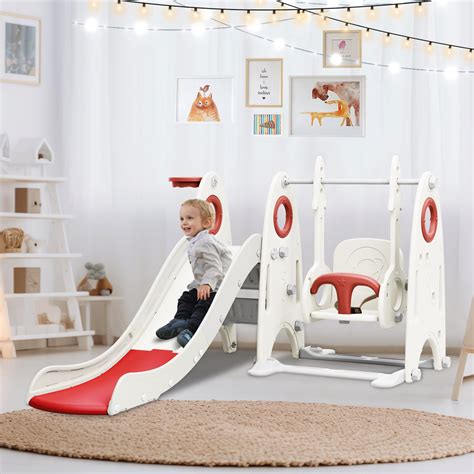 4 In 1 Toddler Slide And Swing Set Kids Play Climber Slide Playset