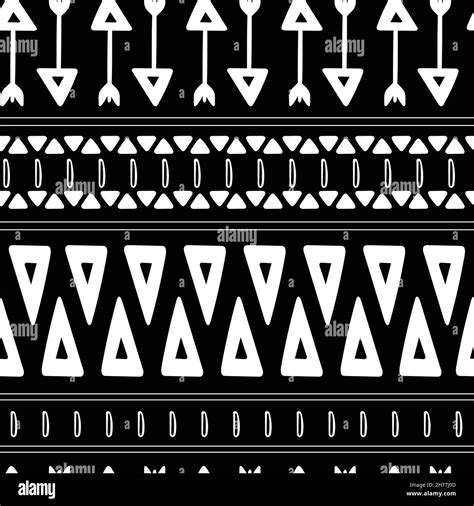 Vector Folk Seamless Aztec Ornament Ethnic Pattern Black And White