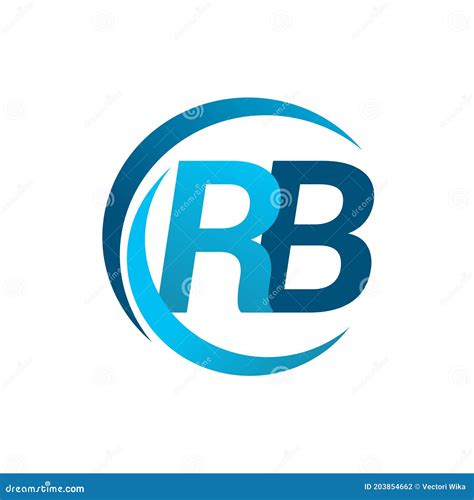 Initial Letter RB Logotype Company Name Blue Circle And Swoosh Design