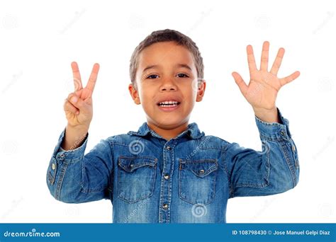 Adorable Child Counting with His Fingers Stock Photo - Image of ...