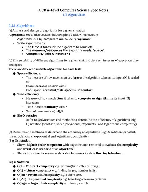 Ocr A Level Computer Science Spec Notes 23 Summarized Ocr A Level