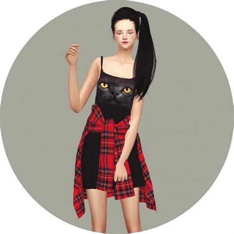 Sims4 Marigold Tied Shirt Dress • Sims 4 Downloads