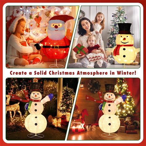 Lighted Snowman Christmas Decorations 4ft Collapsible Snowman Lights