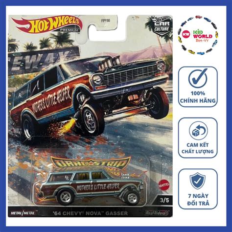 Xe mô hình Hot Wheels Premium Drag Strip Series Chevy Nova Gasser HCK bánh cao su
