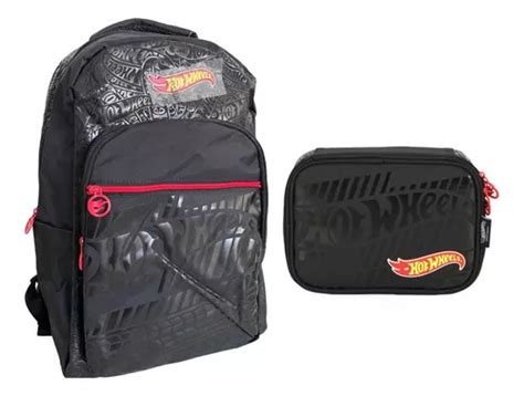 Mochila De Costas Estojo Box Hot Wheels Escolar Luxcel Cor Preto MercadoLivre