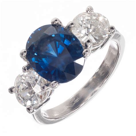 Vintage 4 07ct Cornflower Blue Sapphire Diamond Platinum Ring EBay