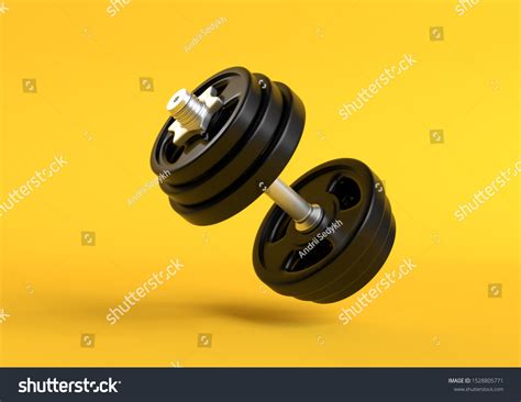 Dumbbell Black Plates Levitating Air On Stock Illustration