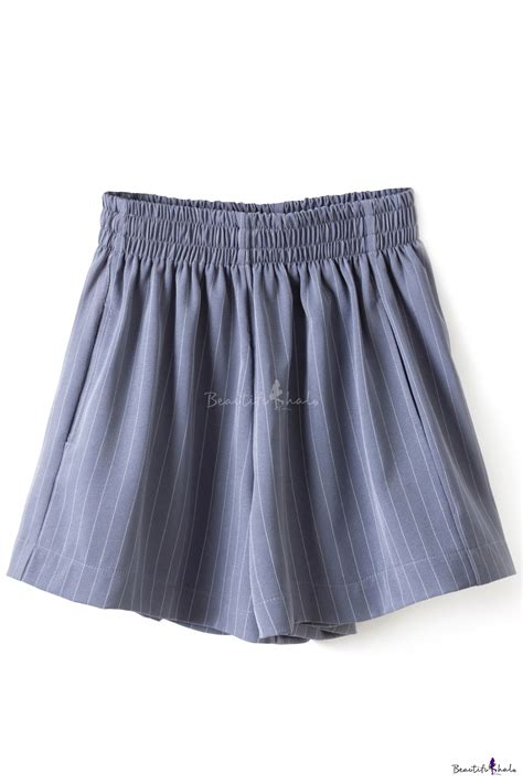 Elastic High Waist Stripe Print Wide Leg Shorts