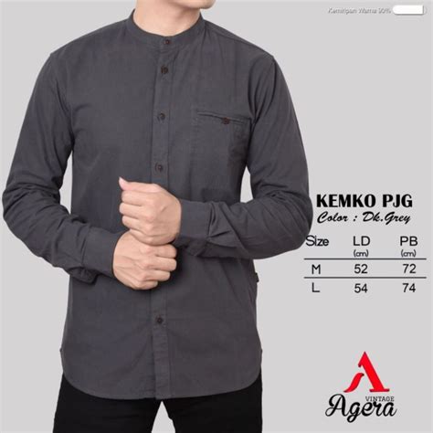 Jual Kemeja Agera Kemko Pria Lengan Panjang Pakaian Kemeja Muslim Cowok