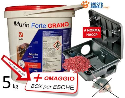 Vebi MURIN FORTE GRANO 5 Kg Box T Veleno Esca Topicida Ratticida