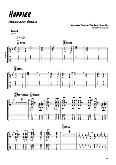 Happier arr Tomáš Rulíšek by Marshmello Feat Bastille Sheet Music