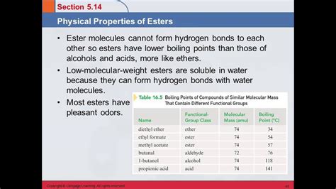 B Physical Chemical Properties Of Esters Youtube