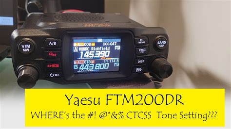 Yaesu Ftm D Where S The Are The Ctcss Settings Youtube