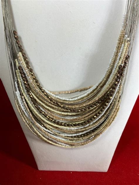 Multi Strand Layered Beaded Necklace Vintage Gem