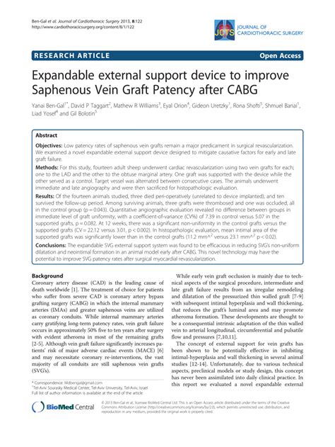 Pdf Expandable External Support Device To Improve Saphenous Vein