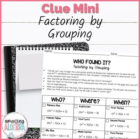 Factoring Polynomials By Grouping Clue Mini Mystery Activity Made By Teachers