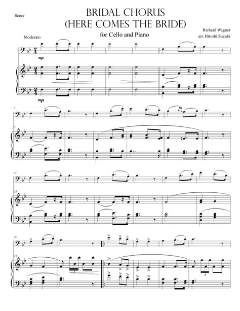 Bridal Chorus Here Comes The Bride For Cello Piano Duo Arr