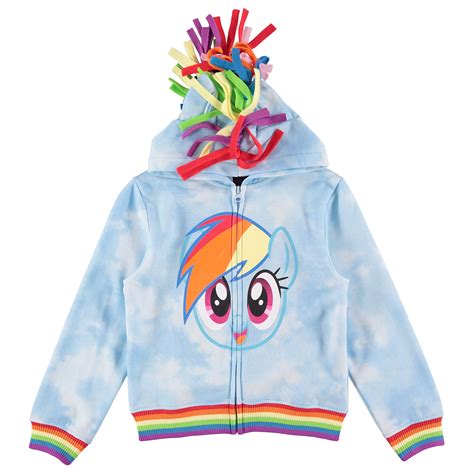 Girls My Little Pony Rainbow Dash Zip Up Sweatshirt Hoodie Little And