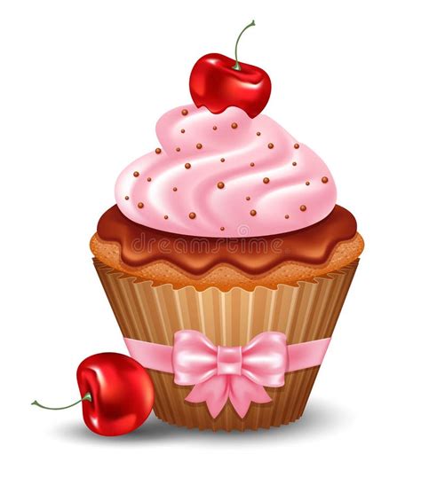 Cherry Cupcake Character Stock Vector Illustration Of Cream