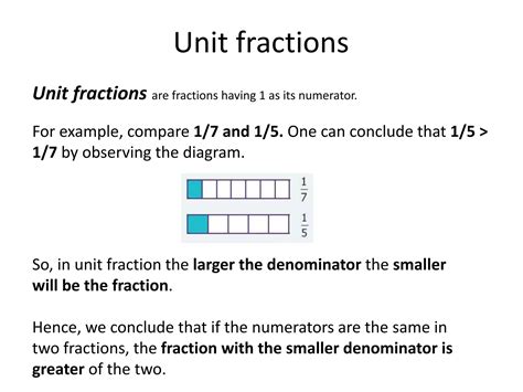 Comparing And Ordering Unit Fractions Ppt