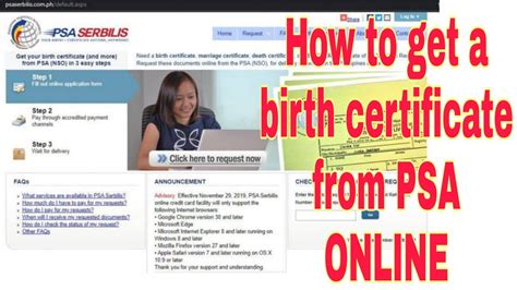 How To Get A Psa Birth Certificate Online Philippines Birth Certficate Online Youtube