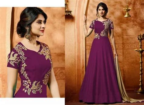 Purple Faux Georgette Long Anarkali Suit At Rs Katargam Surat