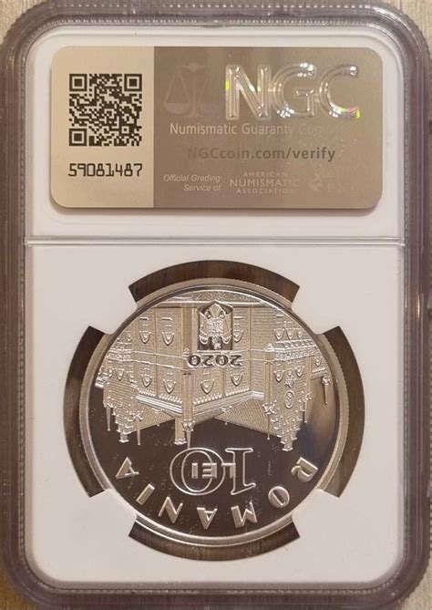 Moneda BNR 10 Lei Argint Alexandru Ioan Cuza Gradata NGC PF 69 Iasi