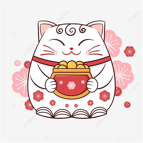 Japanese Lucky Cat White Transparent Cartoon Decorative Japanese Lucky